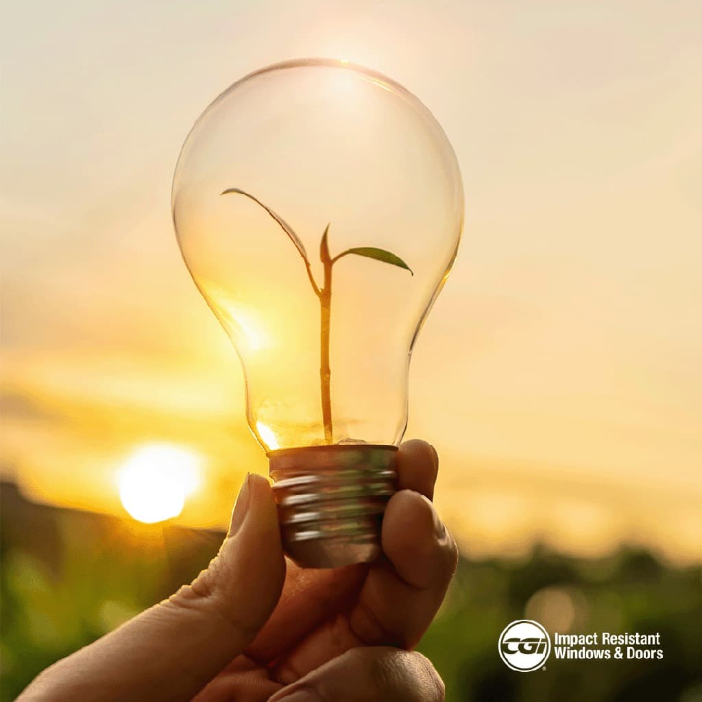 a person holding a light bulb with a plant inside